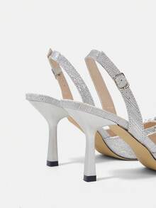 CUCCOO HITCHD Women's Fashionable Elegant Party Rhinestone Decorated Pumps - Silver - View 11