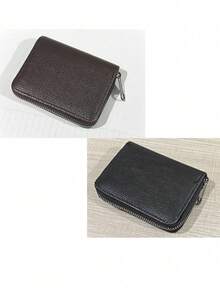 1 Piece Of Artificial Leather Card Holder Wallet, Neutral Zipper Card Sleeve, 22 Card Capacity, Used For Bank, Credit Card, Debit Card, Business And ID Card Storage,Back To School,School Supplies