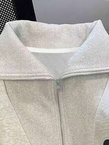 SHEIN Áo sweatshirt nữ in hình trái tim thêu, kiểu dáng thường ngày, thời trang và thanh lịch, phù hợp cho các hoạt động ngoài trời, hẹn hò, kỳ nghỉ, mùa thu/đông. - Xám - Xem 3