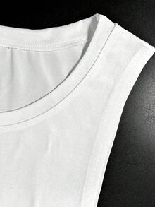 Manfinity Dauomo 男士圆领无袖休闲夏季透气背心 - 白色 - 查看 3