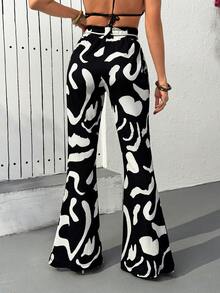 EURMUSE Blommiga, utsvängda byxor för kvinnor, vår - Multifärgad - Visa 3