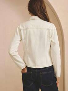 Aralina Winter / Summer Cinched Waist Denim Jacket - White - View 2