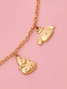 HELLO KITTY AND FRIENDS | SHEIN Cartoon Pattern Classic Daily Use Gold Pendant Necklace - Multicolor - View 3