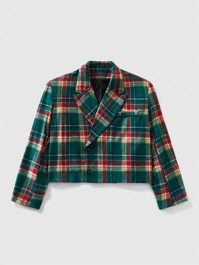 Grunge Punk Men's Casual Plaid Jacket For Christmas, Autumn/Winter
