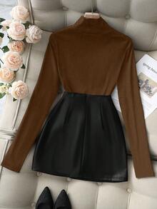 Franclia 2025秋冬女士优雅通勤针织套装，女士优雅修身上衣，女士通勤中长裙 - 彩色 - 查看 2