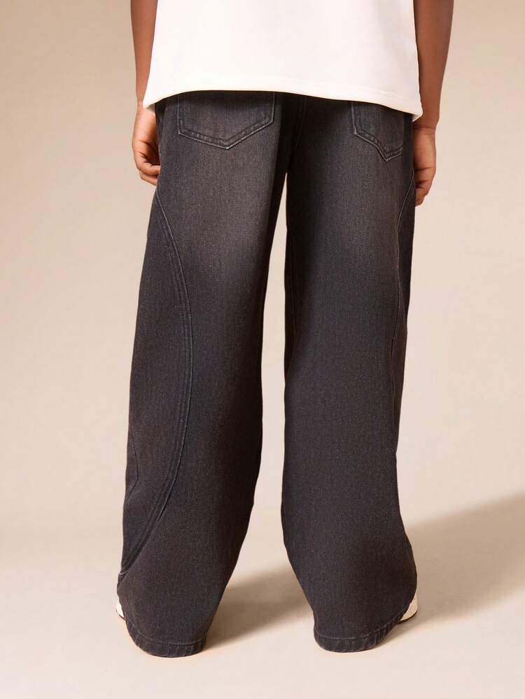 Pull On Wide Leg Washed Jeans