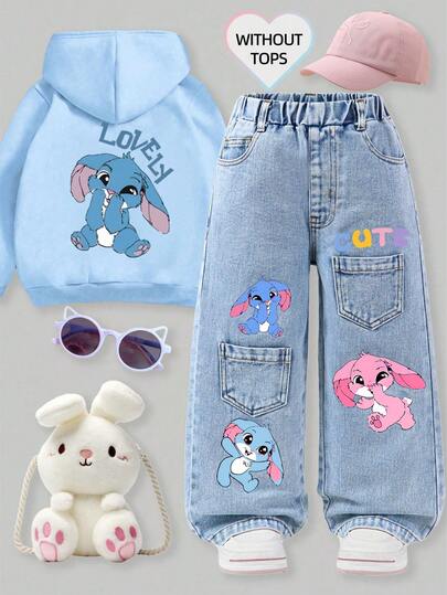 Young Girls Fashion Snowflake Washed Distressed Embroidered Flare Pants