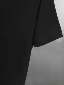 Manfinity Homme 男士加大码休闲纯色短袖 Polo 衫，夏季男士网眼衬衫，男士高尔夫球衫，针织衫，男士黑色 Polo 衫 - 黑色 - 查看 4