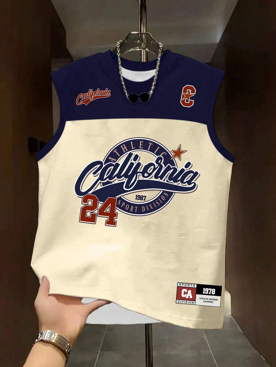 Manfinity Dauomo 男士街头时尚休闲印花背心 - 彩色 - 查看 1