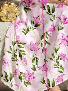 SHEIN Tween Girl Casual Elegant Floral Print Dress, Suitable For Spring/Summer - Multicolor - View 6