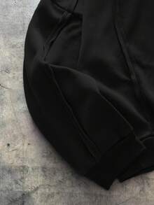 AXEPEAK 男士休闲印花连帽衫和运动裤套装，秋季 - 黑色 - 查看 4