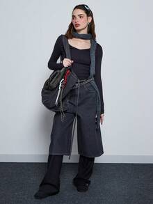 COUREZ Deep V Fitted Long Sleeve Top /Y2K Winter Clothes For Women Casual Top Workwear For Women Going Out Tops Party New Years Fall Winter Casual Wear Jersey Top