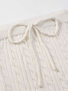 Glimmora Sexy Drawstring Cropped Twist Cable Sleeveless Knit Top - White - View 7