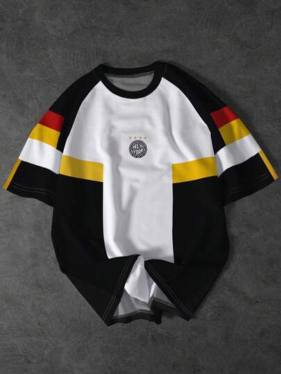 Manfinity EMRG Men's Casual Sports Contrast Color Raglan Sleeve Short Sleeve T-Shirt