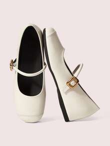 CUCCOO DOLLMOD Women's Buckle Design Casual Fashionable Flat Shoes Valentine's Day - Apricot - View 2