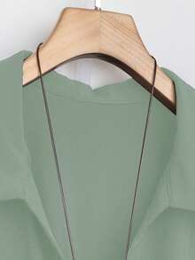 SHEIN Tall CURVE Plus Size Women Summer Sage Green Dress,French Casual V-Neck Short Sleeve Loose Collar Dress,Smart Casual Autumn  Travel Vacation Women Summer Dress - Mint Green - View 5