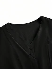 TaskEZ 2pcs Casual V-Neck Short Sleeve Top And Pants Uniform Set, Cleaning Service Uniform Set - Black - View 3