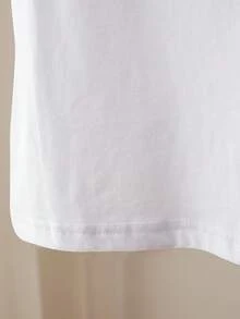 Resyla 撞色滚边仿珍珠刺绣休闲圆领短袖T恤