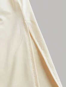 SHEIN 少女休闲优雅不对称领口褶皱腰身修身针织长裙，适合派对、返校、聚会和休闲穿着 - 杏色 - 查看 6