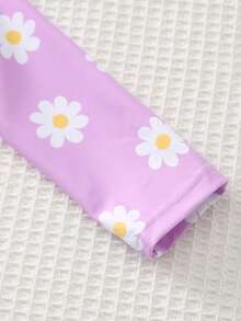 Cozy Pixies 女童/幼儿碎花长袖拉链泳衣，适合海滩度假 - 紫色 - 查看 4