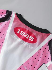 ROMWE MEN Prep Men's Contrast Color Print Tracksuit Short Sleeve T-Shirt, Sports & Casual Wear For Summer - Multicolor - View 5