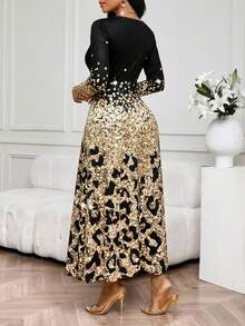 SHEIN Lady Women's Elegant Party Leopard Print Dress - Multicolor - View 2