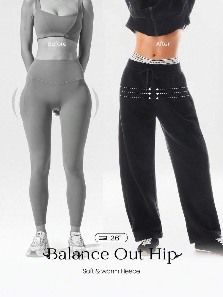 Pantalon de jogging à jambes larges, doux, léger et chaud, avec taille ajustable à cordon de serrage, poches latérales, pour l'automne et l'hiver, pour un usage quotidien et décontracté