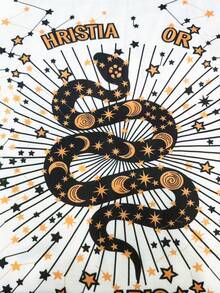 Resyla Women's Starry Sky Print Round Neck Short Sleeve T-Shirt - Multicolor - View 6