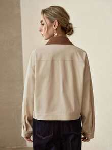 MOTF PREMIUM 2026年女士早春翻领拉链外套 - 杏色 - 查看 3