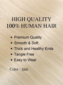 7pcs 95g 60# Platinum Blonde Full Head Lace PU Double Weft Clip Ins Real Human Hair Extensions, HQ Remy Human Hair Seamless PU Clip Ins Extensions For Women Halloween Costumes Winter Christmas Halloween Costumes Autumn Outfits Women Fall Outfits - S60 - View 2