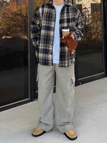 DAZY Plaid Loose Fit Men's Jacket And Coat, Spring/Autumn - Multicolor - View 6