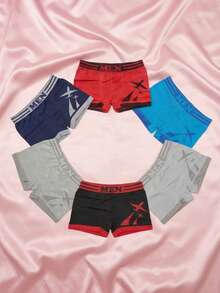 Boxer para niño estilo deportivo sencillo con estampado de avión algodón elástico ajuste cómodo cintura media corte corto para uso diario y todas las estaciones - Multicolor - Ver 2