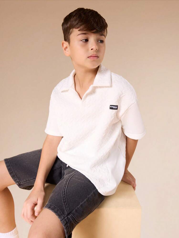 Textured Short Sleeve Polo With Collar