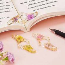 1pc/2pcs/3pcs/6pcs Book Page Holder-Dried Flower Resin Thumb Book Holder-Handmade Resin Holders Light Weight Book Opener Bookmarks Book Reading Accessories For Teachers Book Lovers Back To School - Multicolor - View 3