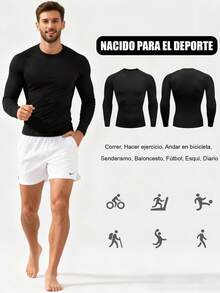 1 camisetas deportivas de manga larga para hombre, ajustadas y moldeadoras, camiseta de compresión, transpirable y cómoda, ideal para correr, entrenar y ciclismo, Top de Ropa Deportiva,Ropa de Ciclismo,Camiseta de Rendimiento,Camiseta Muscle Fit,Camiseta de Absorción de Humedad,Parte Superior Ligera - Negro - Ver 9