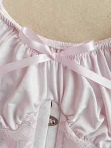 Soleia New Casual Vacation Western Beach Wedding Guest Attire Graduation Brunch St. Patrick's Day Spring Break Easter Music Festival Elegant Boho Tropical Romantic Lace Patchwork Tie Waist Puff Sleeve Backless Strap Women Blouse,Pink Top - Baby Pink - View 6