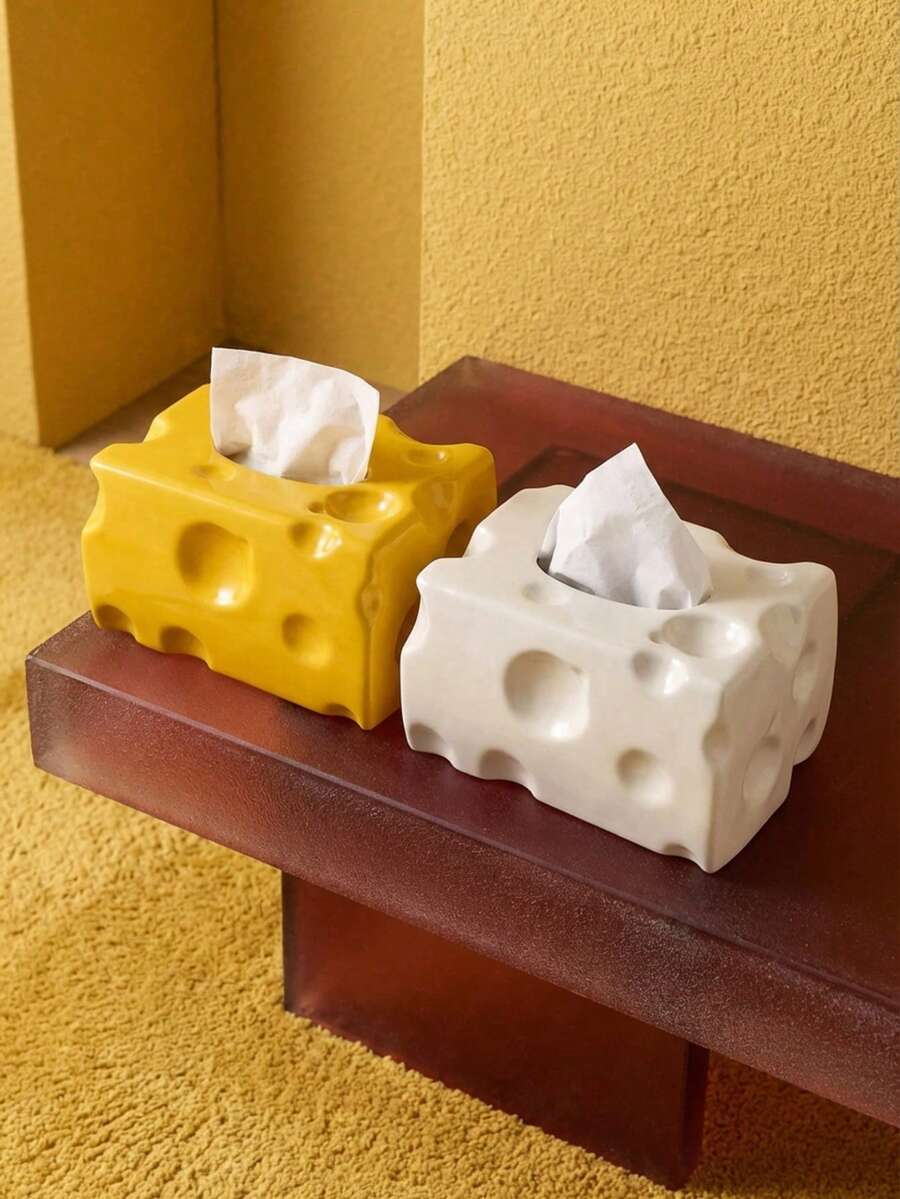 Joivida Cheese Shape Tissue Box Luxury Aesthetic Design Multi Functional Storage Organizer For Living Room Coffee Table Home Decor Christmas Stocking Fillers Holiday Gift Ideas Scandinavian Style Must Haves - Multicolor - View 1