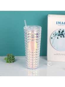 1个24盎司大容量钻石纹双层保温水瓶 - 适合家庭、办公室和户外使用；轻便易携 - 彩色 - 查看 10