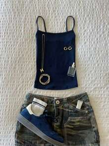 Glimmora 女士无袖简约夏季吊带衫 - 水鴨藍 - 查看 1