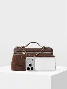 MOTF PREMIUM Túi xách vuông rỗng - Nâu đậm - Xem 4