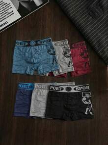 Men's Sports Style Print Basketball Elastic Fabric Fit Tight Fit All Season Use Daily Boxer - 彩色 - 查看 1