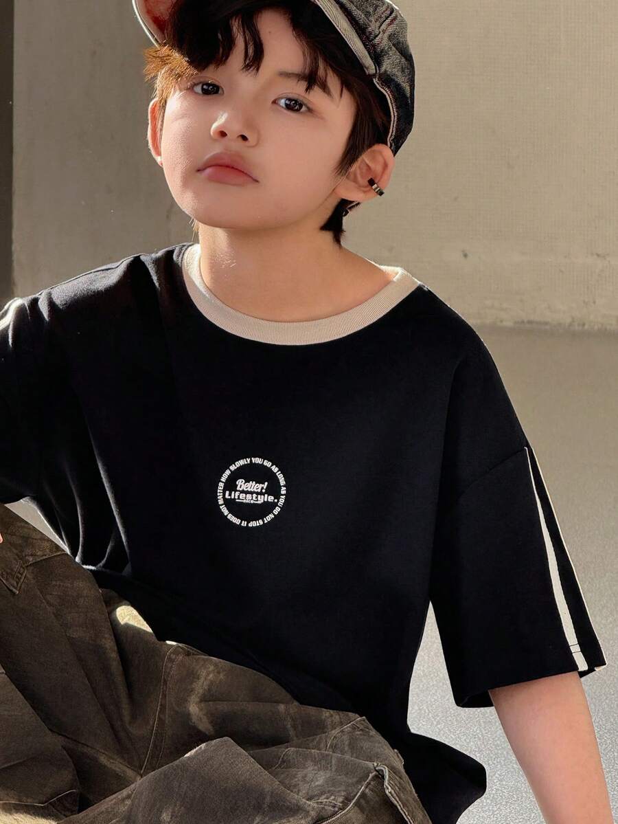 DAZY Tween Boys' Casual Graphic Print Round Neck Short Sleeve T-Shirt