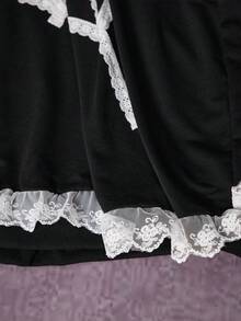 ROMWE Plus Size Women Gothic Lace Spider Web Patchwork Sweatshirt, Autumn/Winter Plus Size Hooded Pullover - Black - View 7