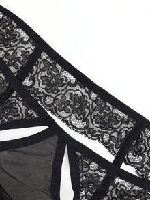 DrisQ 男士性感蕾丝边透明网纱无裆平角内裤 - 黑色 - 查看 6