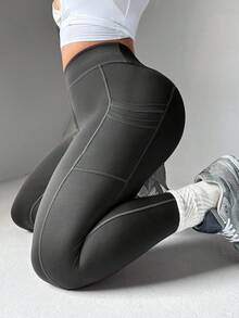 Velisys Plus Size High Waist Compression Leggings With Pockets, Reflective Dots, Butt Lifting