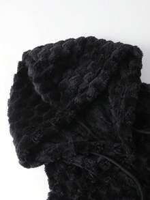 Manfinity CasualCool 男士休闲连帽抓绒卫衣，适合休闲、聚会、约会、办公、居家、户外活动、正式或休闲场合，自穿或送礼皆宜。 - 黑色 - 查看 4