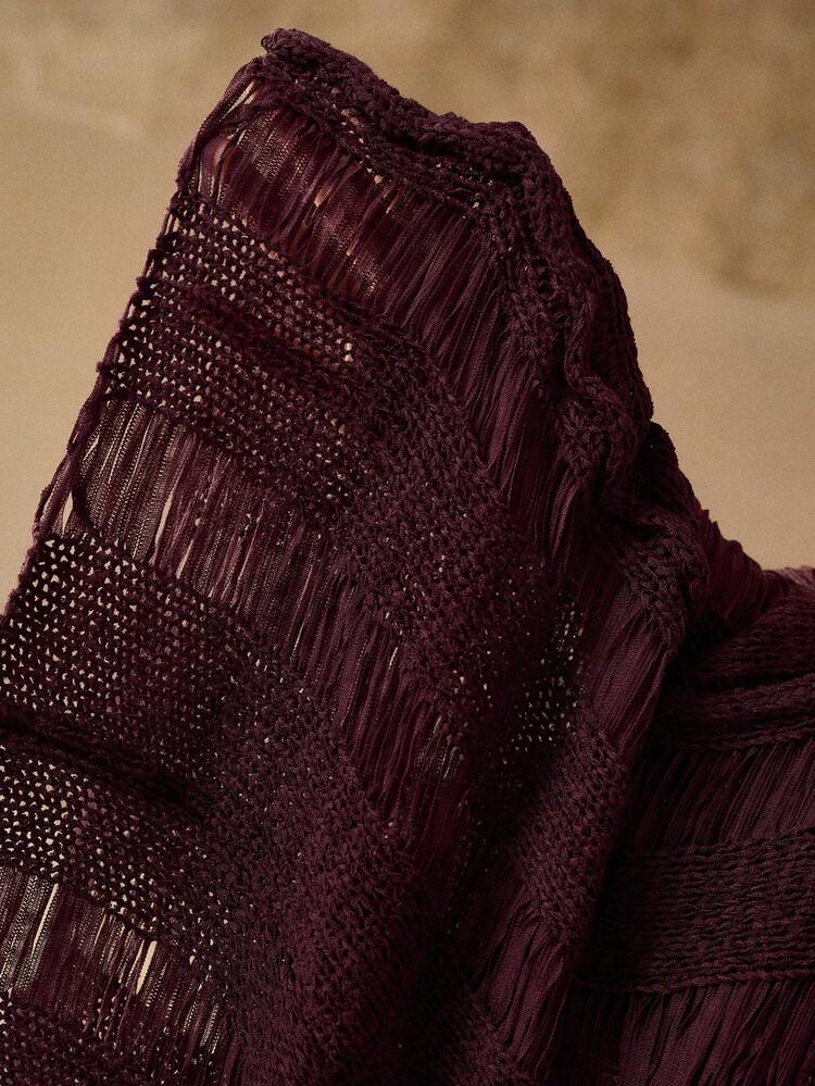 ELEGANT ROMANTIC CROCHET SHEER COVER UP DRESS, SLEEVELESS ROUND NECK STYLE