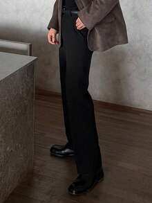 DAZY Men's Slim Fit Black Suit Pants, Spring/Autumn - Black - View 3