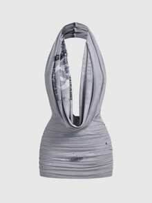 ROMWE Avant Pioneer Subculture 网纱透视女士迷你连衣裙 - 淺灰色 - 查看 1