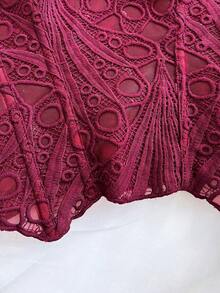 Soleia 女士性感蕾丝束身胸衣，欧美风格，镂空刺绣连体衣，酒红色 - 酒紅色 - 查看 5